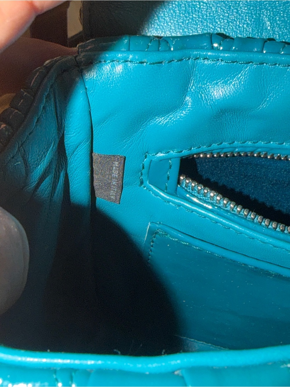 Miu Miu Teal Matelassé Patent Leather Top-Handle Bag - Picture 7 of 16